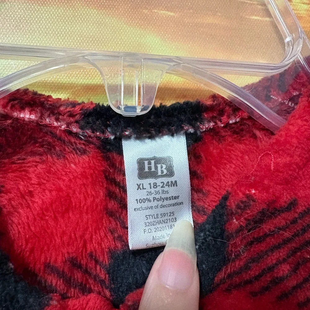 Hudson baby fleece red plaid fuzzy sleep sack XL 18-24m wearable blanket